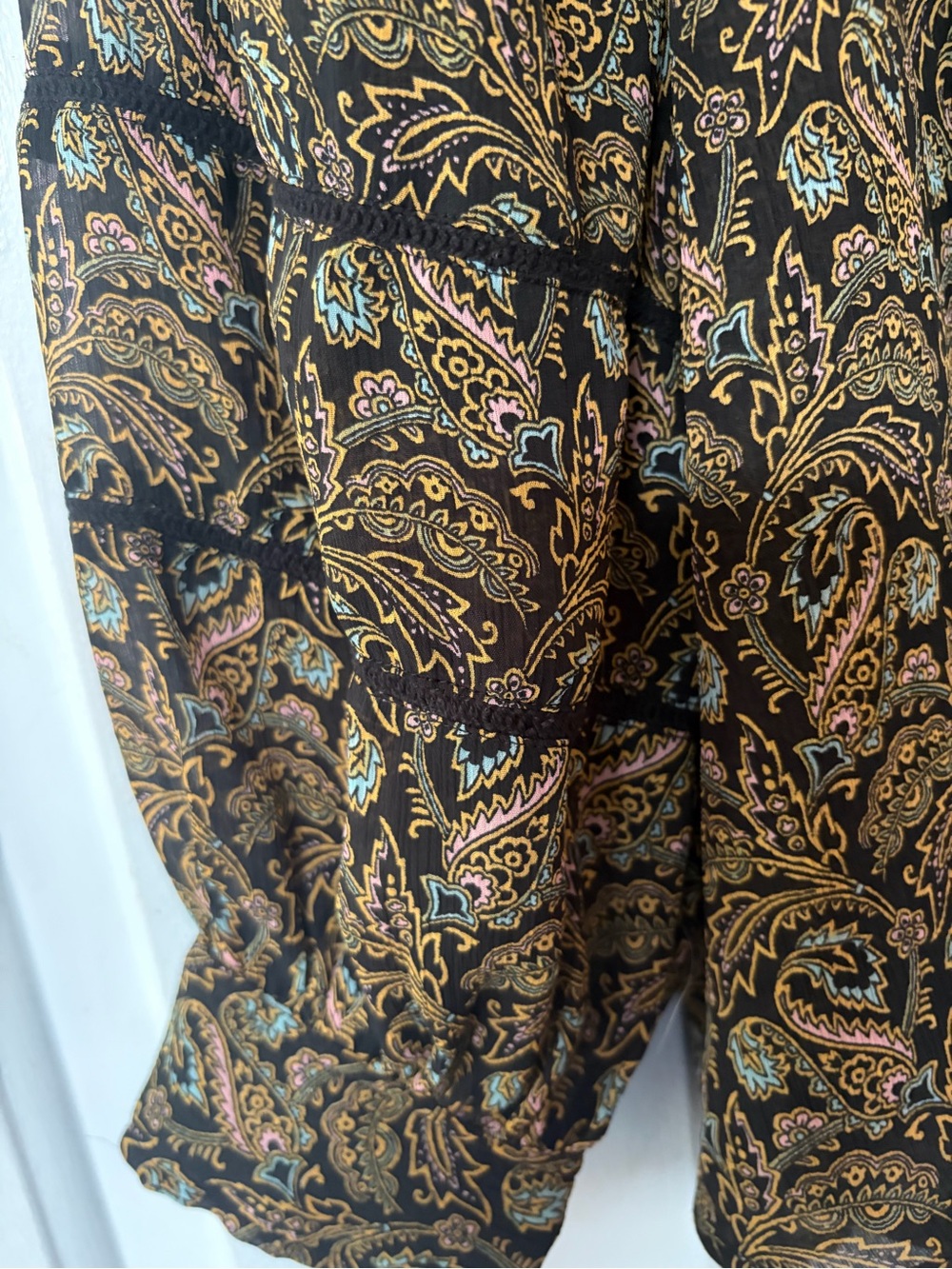 Scotch & Soda Black Paisley Long Sleeve Peasant Blouse Boho Size large. - Picture 4 of 12